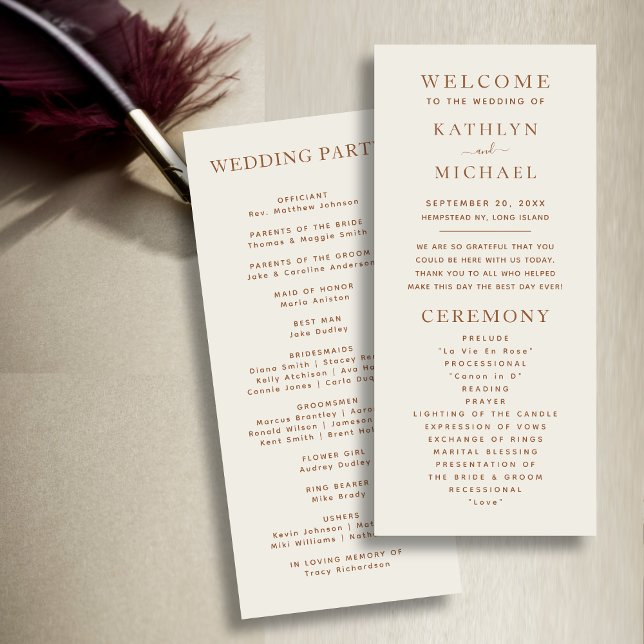 Programa Elegante Boda beige moderno de tipografía (Subido por el creador)