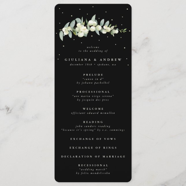 Programa Elegante Boda Black Snowberry+Eucalyptus Stem (Anverso)