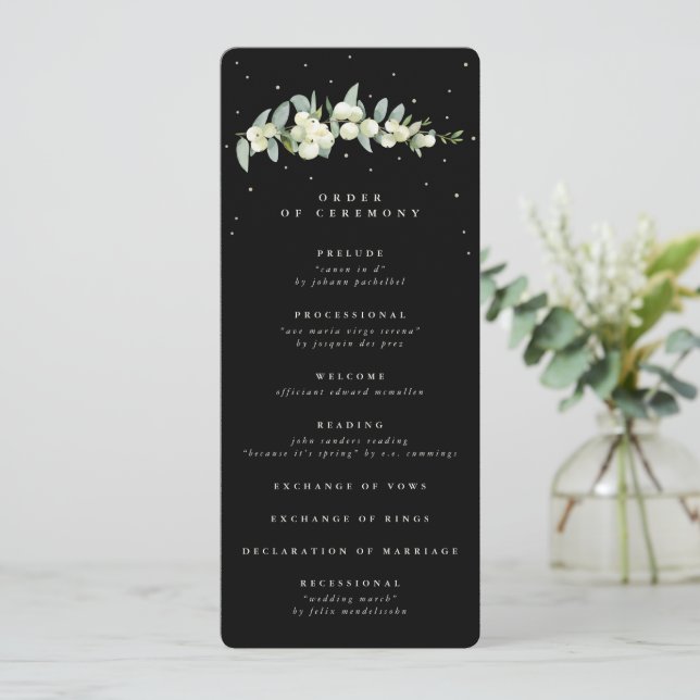 Programa Elegante Boda Black Snowberry+Eucalyptus Stem (Anverso de pie)