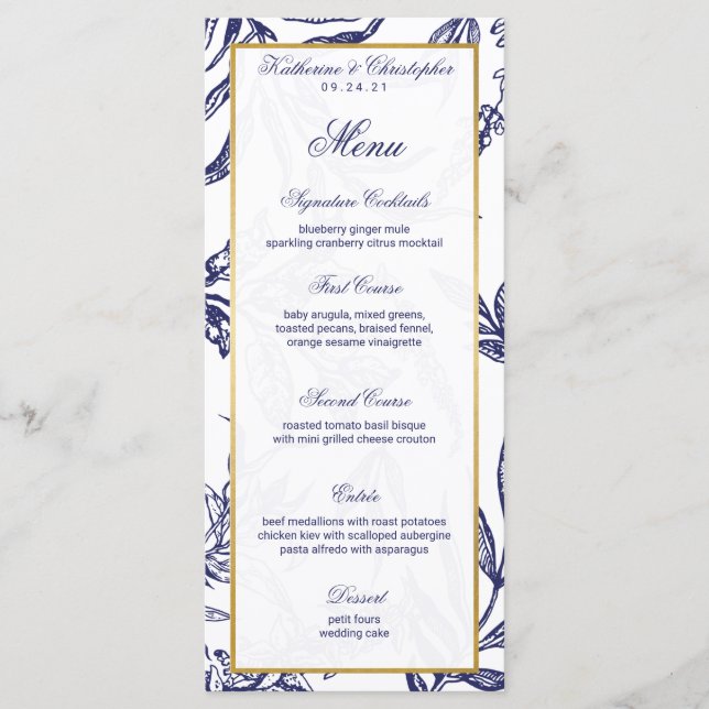 Programa Elegante Boda Botánico de Oro Azul de la Marina Ro (Anverso)