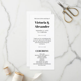 Programa Elegante Boda Clásico Negro y Blanco