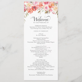 Programa Elegante Boda de acuarela floral rosa rosa