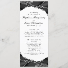 Programa Elegante Boda de Agata de Plata con Negro y Blanco
