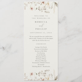 Programa Elegante Boda de Boho Flores Silvestres