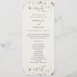 Programa Elegante Boda de Boho Flores Silvestres
