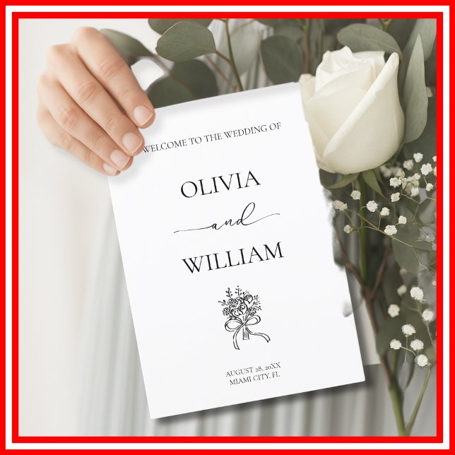 Programa Elegante Boda de caligrafía simple en blanco y neg (Subido por el creador)