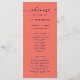 Programa Elegante Boda de Coral y Azul de la Marina Moderna