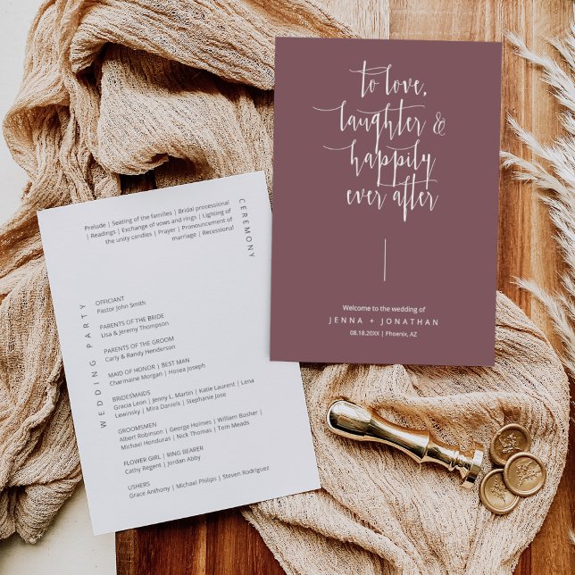 Programa Elegante Boda de escritura minimalista violeta púr (Subido por el creador)