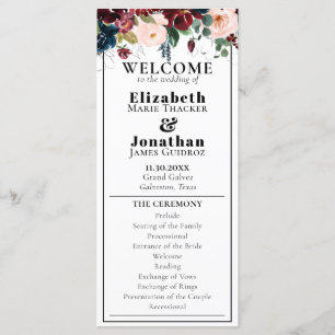 Programa Elegante Boda de Flores Oscuras