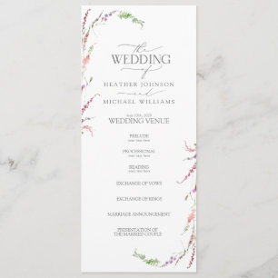Programa Elegante Boda de flores silvestres de moda