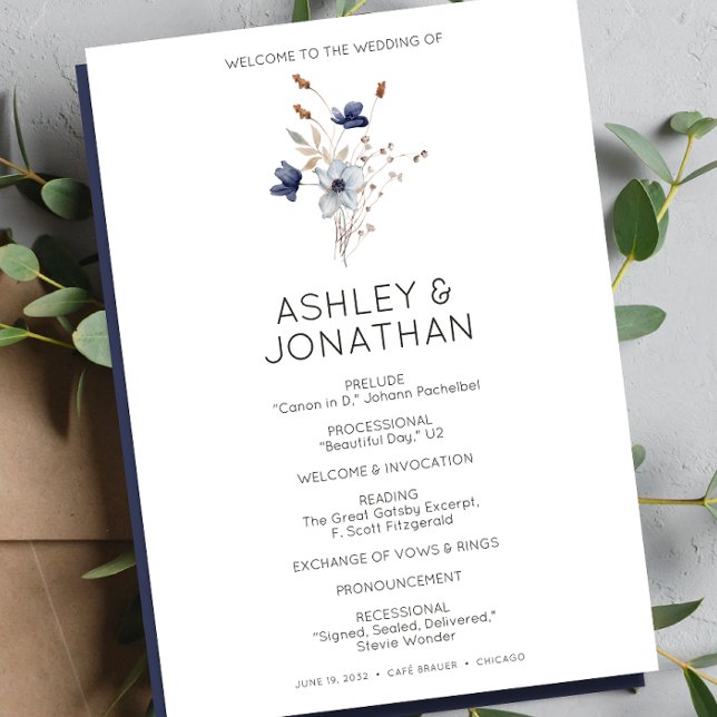 Programa Elegante Boda de flores silvestres rusticas modern (Subido por el creador)