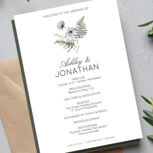 Programa Elegante Boda de flores silvestres rusticas modern