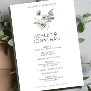 Programa Elegante Boda de flores silvestres rusticas modern
