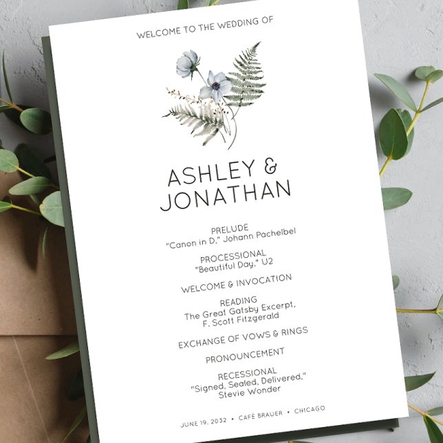 Programa Elegante Boda de flores silvestres rusticas modern (Subido por el creador)