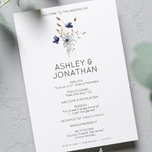 Programa Elegante Boda de flores silvestres rusticas modern