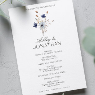 Programa Elegante Boda de flores silvestres rusticas modern