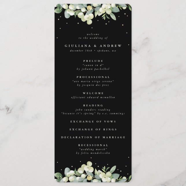 Programa Elegante Boda de Invierno Black Snowberry+Eucalypt (Anverso)
