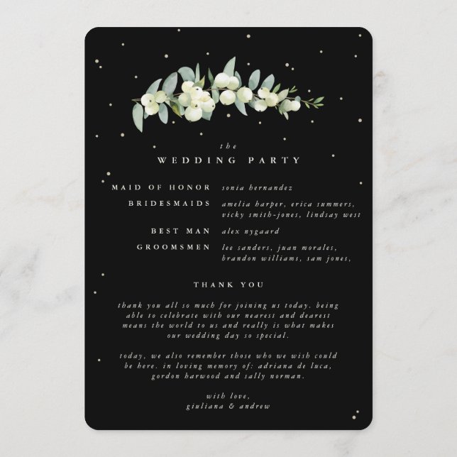 Programa Elegante Boda de Invierno Black Snowberry+Eucalypt (Reverso)