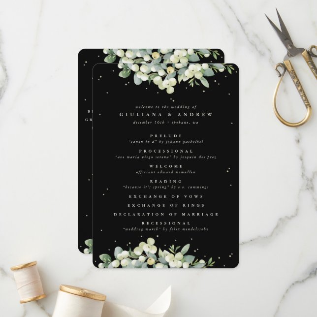 Programa Elegante Boda de Invierno Black Snowberry+Eucalypt (Anverso/Reverso In Situ)