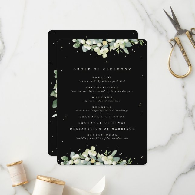 Programa Elegante boda de invierno con Snowberry negro + Eu (Anverso/Reverso In Situ)
