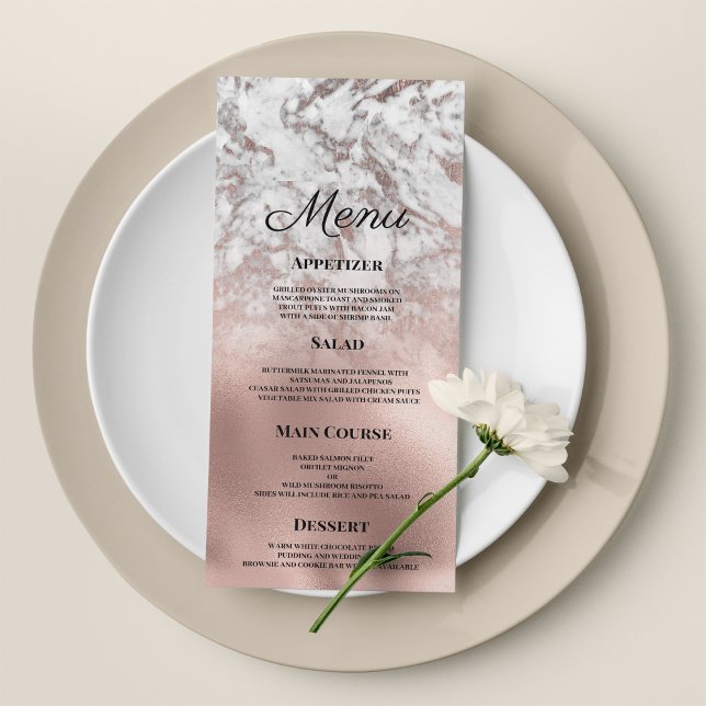 Programa Elegante Boda de mármol oro rosa gris blanco (Elegant gray white rose gold marble Wedding Menu )