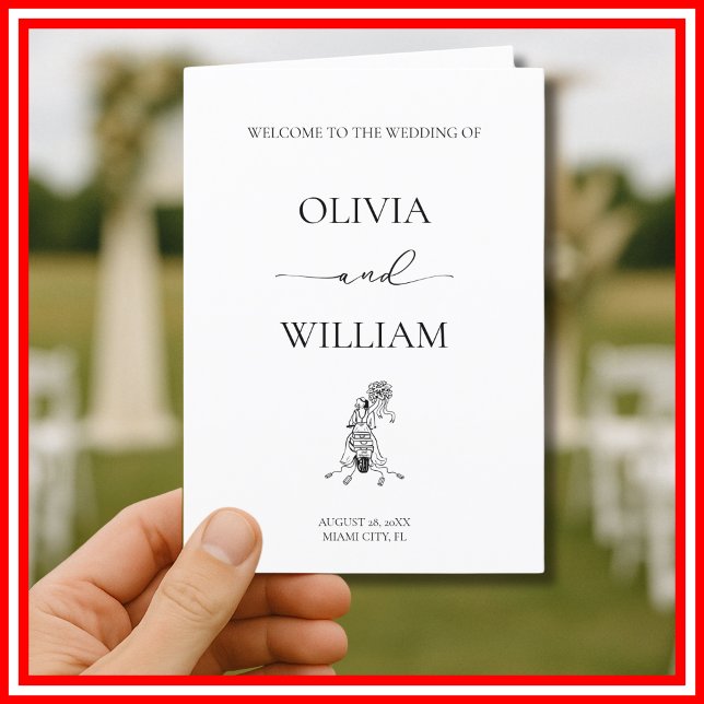 Programa Elegante Boda de motocicletas simple en blanco y n (Subido por el creador)