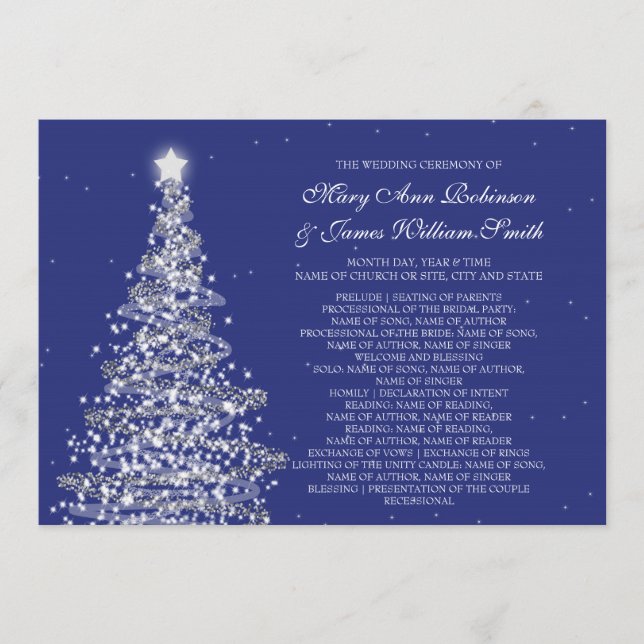 Programa Elegante boda de Navidad plata marina (Anverso)