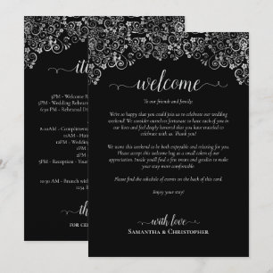 Programa Elegante Boda de Negro y Plata Bienvenida e Itiner