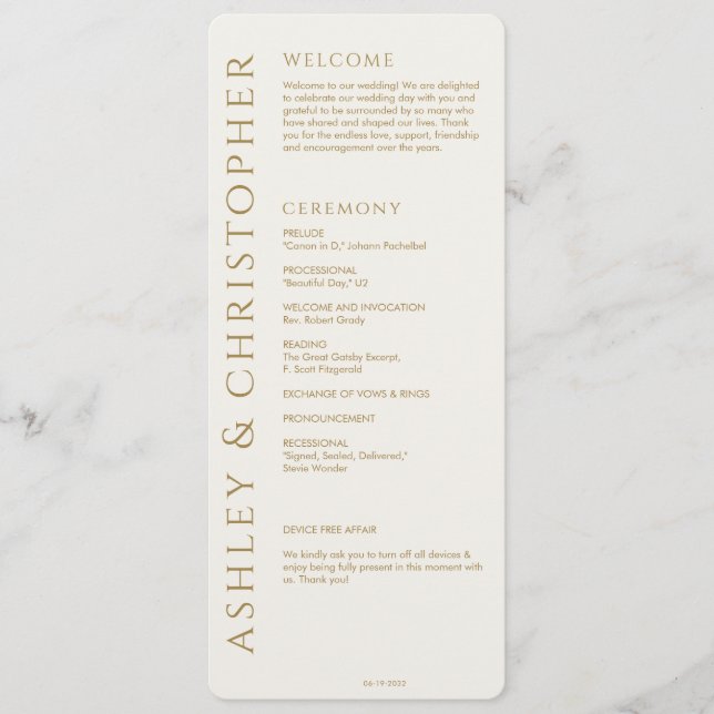 Programa Elegante Boda de oro moderno (Anverso)