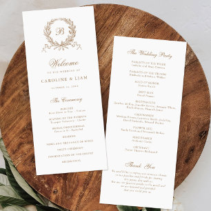 Programa Elegante Boda de Oro Oleado Vintage Wreath Gold