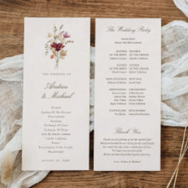 Programa Elegante Boda de Otoño con Acuarela de Flores Silv