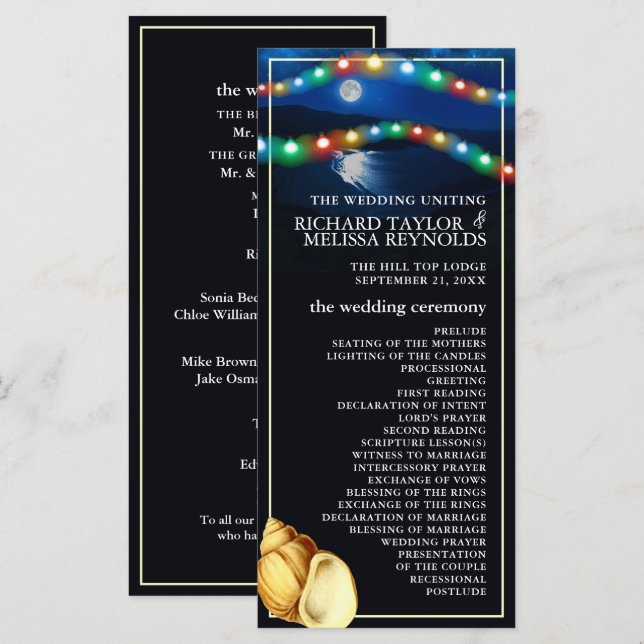 Programa Elegante Boda de Playa Monoiluminada (Anverso / Reverso)