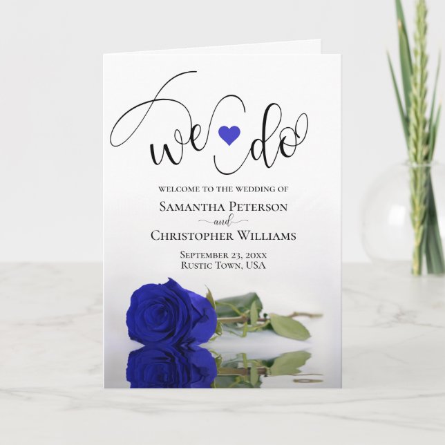 Programa Elegante Boda de Rosa Royal Blue o Cobalt (Anverso)