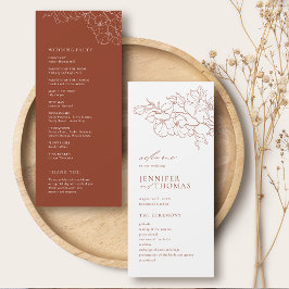 Programa Elegante boda de terracota floral dibujado a mano