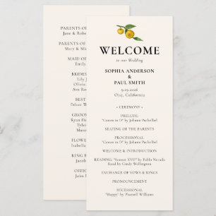 Programa Elegante Boda de verano de Citrus Vintage Lemon