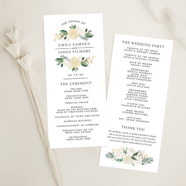 Programa Elegante Boda de Wreath Green Gold Floral (Subido por el creador)
