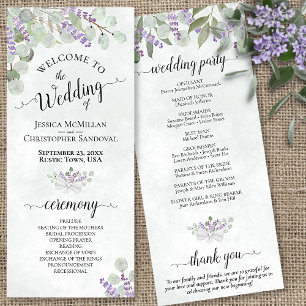 Programa Elegante Boda Eucalyptus & Lavender Watercolor