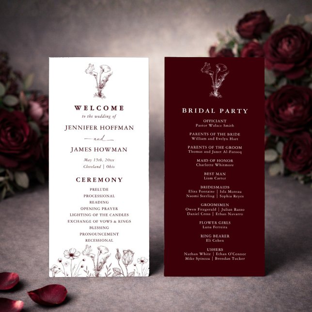 Programa Elegante Boda Floral Borgoña  (Subido por el creador)