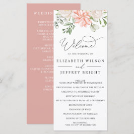 Programa Elegante Boda Floral Botánica Moderna Rosa Pálido