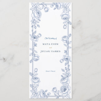 Programa Elegante Boda Floral Chinoiserie Azul y Blanco