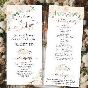 Programa Elegante Boda floral de color acuático Rubor Peach