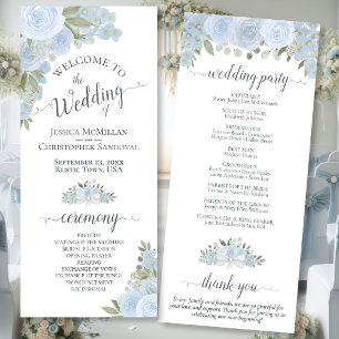 Programa Elegante Boda Floral de color azul turbio azul boh