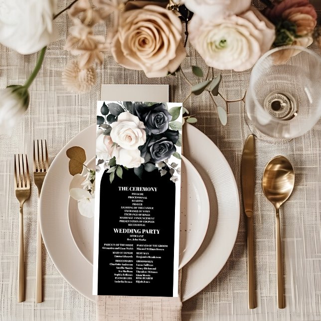 Programa Elegante Boda Floral en Blanco y Negro (Subido por el creador)