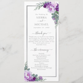 Programa Elegante Boda floral morado y plateado