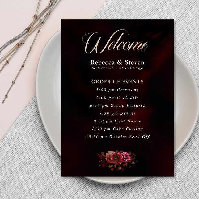 Programa Elegante boda floral negro moreno (Subido por el creador)