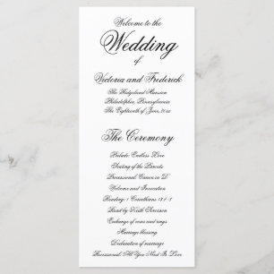 Programa Elegante Boda Formal en Blanco y Negro