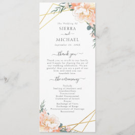 Programa Elegante Boda Geométrico De Oro Floral De Crema De