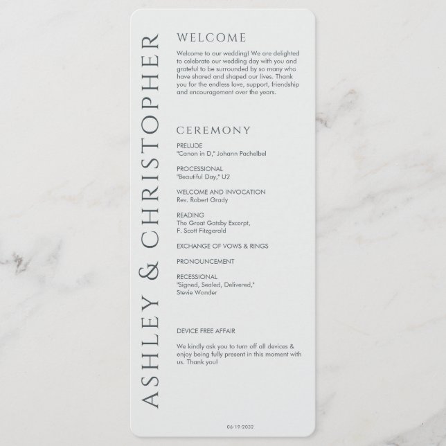 Programa Elegante Boda gris del espacio moderno (Anverso)