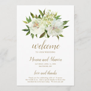 Programa Elegante Boda Moderna Floral Oro Blanco
