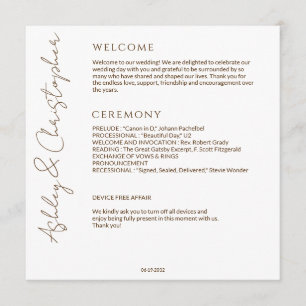 Programa Elegante Boda Moderno de Flor Silvestre Blanco y B